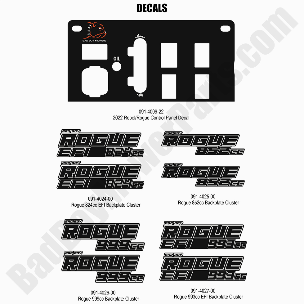 2907 - Bad Boy Mower Parts Lookup > 2022 > Rogue > Decals - 2